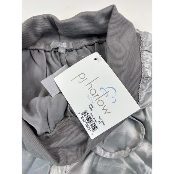 PJ Harlow Mikel Satin Boxer Lounge Shorts Morning Blue XS USA Made Womens Pajama - Picture 7 of 9